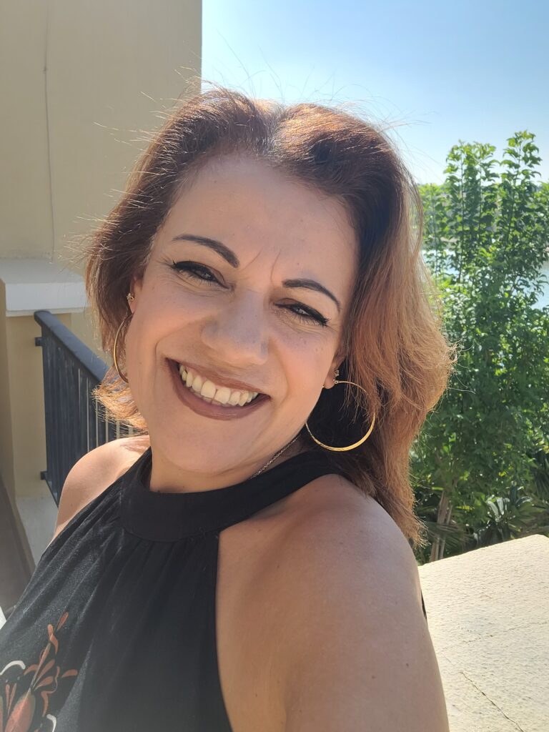 Nermine George in a balcony